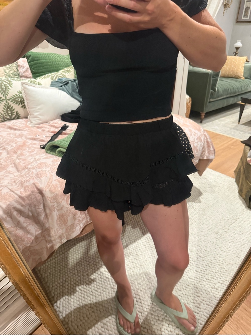 Bershka Black Ruffled Skort - Picture 4 of 6